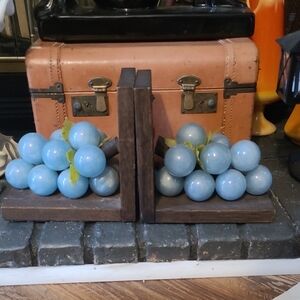 Blue Lucite Grape Bookends
